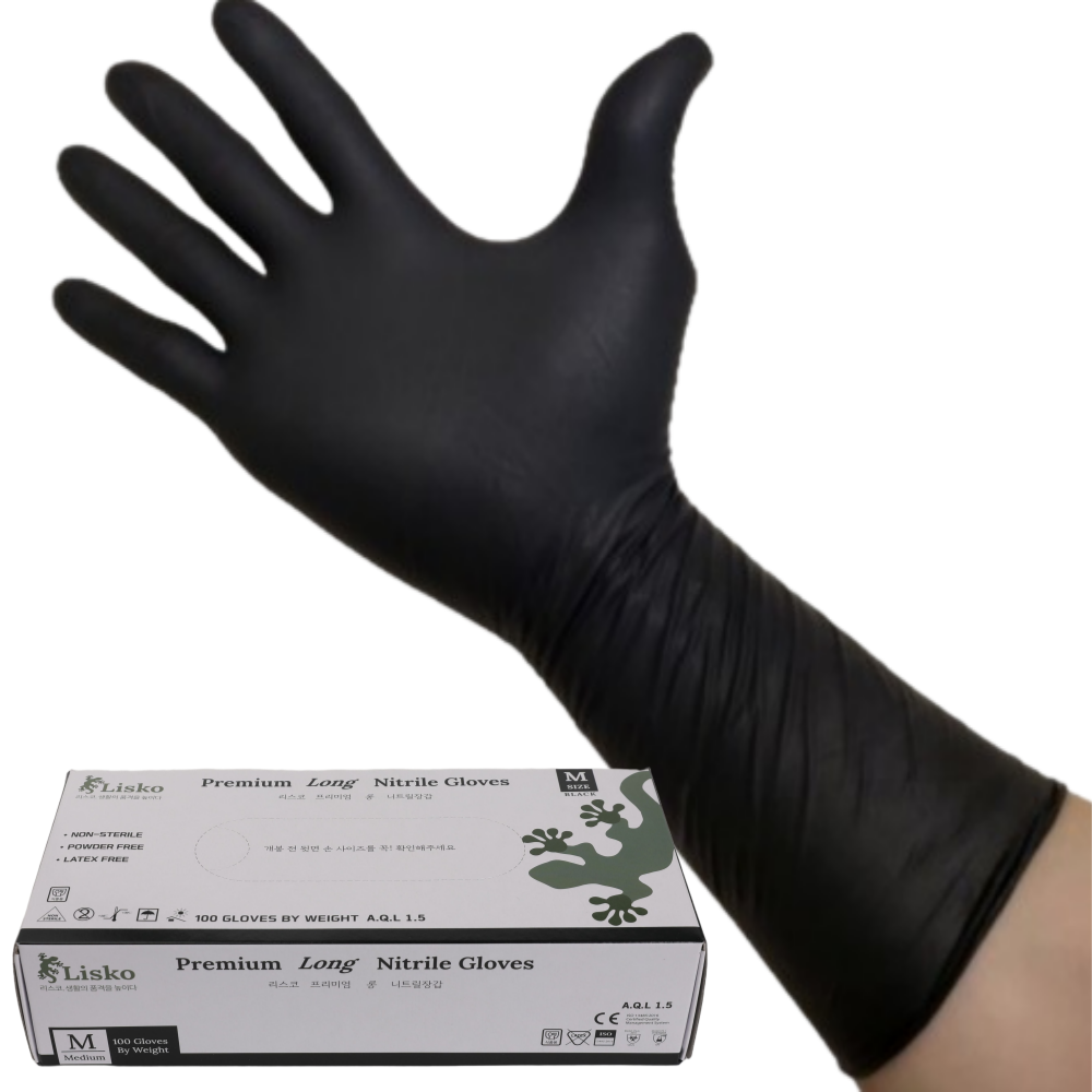 리스코 니트릴장갑손목긴100매1box 라텍스고무장갑 블랙 팔목긴 식당용 업소용 주방용 16,800원