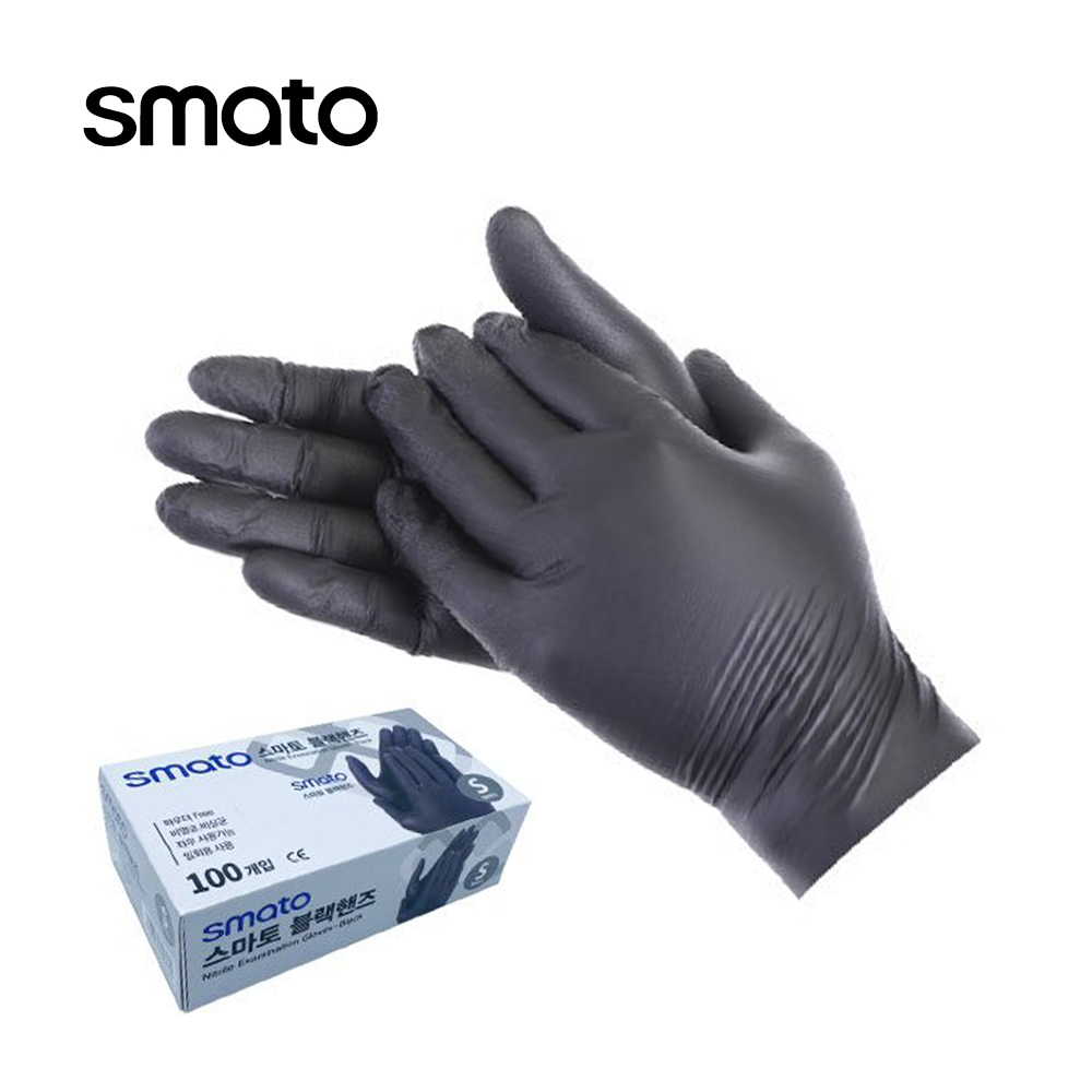 스마토 블랙핸즈 니트릴 장갑 블랙 5.5g 100개입, 1개 7,500원