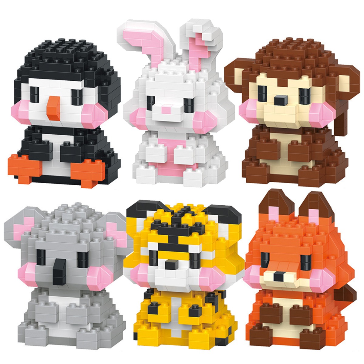 [블럭킹] 나노블럭 귀여운 동물 캐릭터 블럭 6종 모음 어린이 KC인증 15,900원