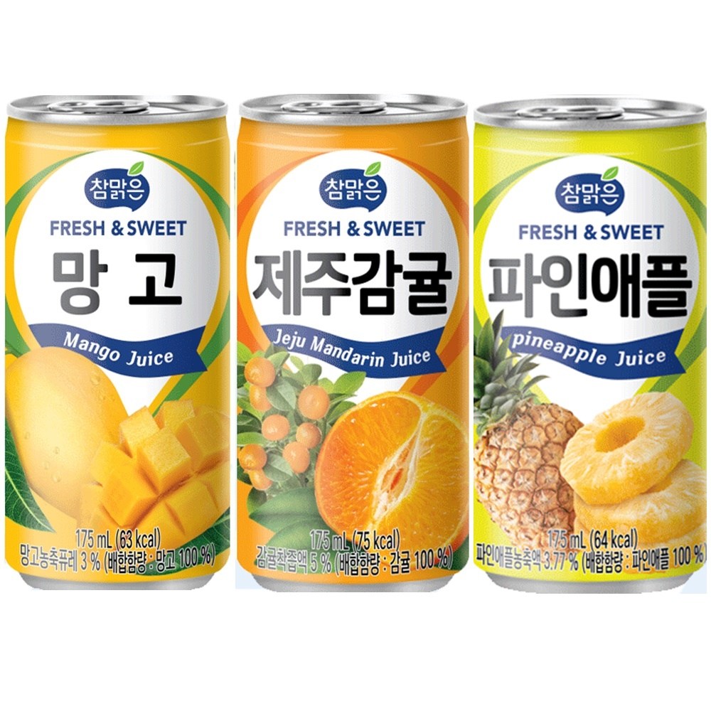 참맑은망고(30캔) + 참맑은제주감귤(30캔) + 참맑은파인애플(30캔), 90개, 175ml 28,900원
