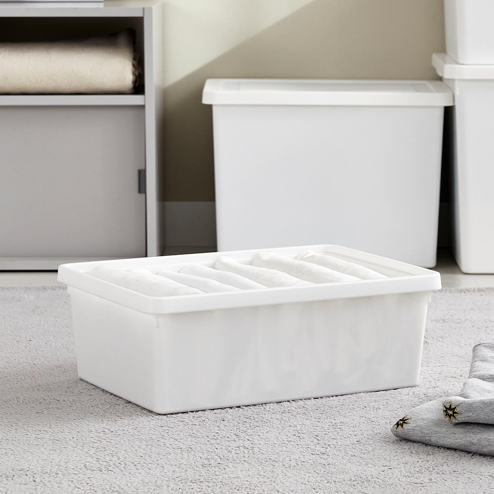 [모던하우스] 내용물이 보이지 않아 깔끔한 리빙박스 M낮은형 13L 41.5x29.5x15cm 뚜껑별도 12,900원