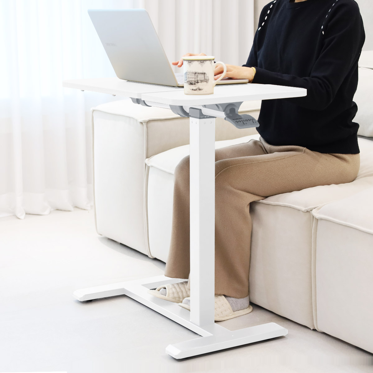 오텐션 H02 유압식 높이조절 쇼파 테이블 이동식 노트북 스탠드, 우드엣지 66,900원