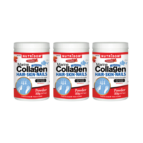 뉴트리돔 3병세트- 피부보습 및 영양 먹는 콜라겐 파우더 303g (Nutridom Marine Collagen Hair,Skin,Nails powder 303g x3), 3개, 303g 146,480원