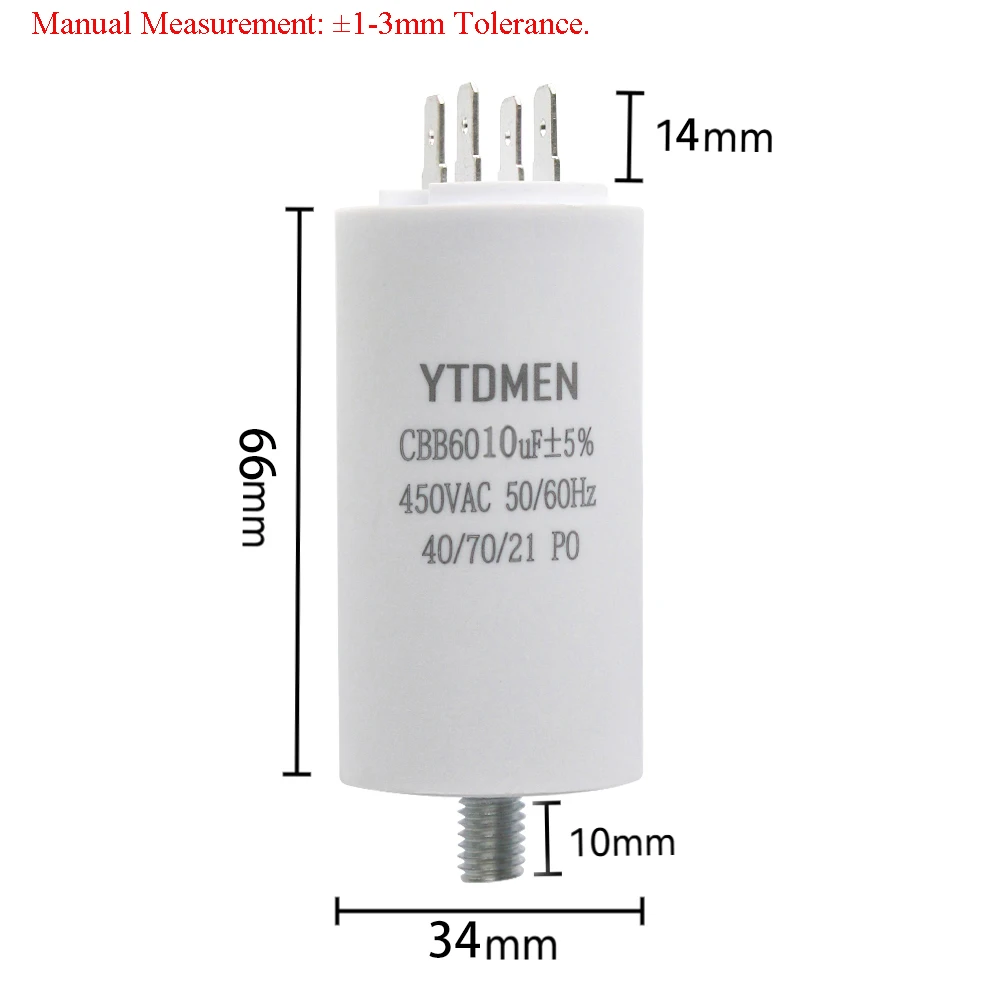 AC 450V CBB60 듀얼 인서트 모터 시동 커패시터 4핀 4UF60UF 공기 압축기 펌프 용 교체 실행 9,600원