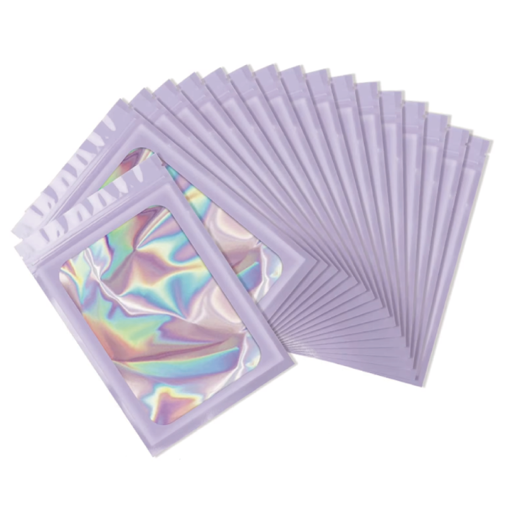 홀로그램 지퍼백 퍼플 보라색 선물 악세사리 포장 비닐팩, 1세트, 100매 12,100원