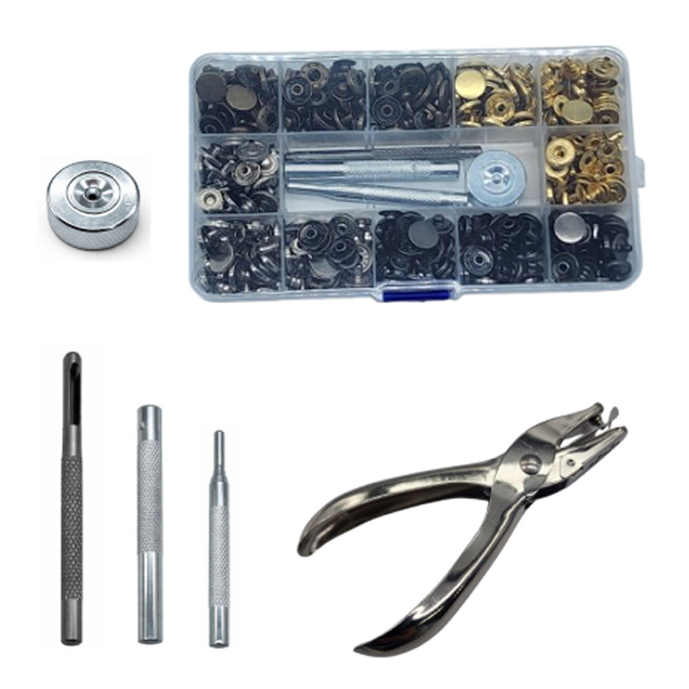 디와이툴즈 다용도 스냅 패스너 세트 12.5mm 120개 + 전용 펀칭기 포함, 1세트, 혼합색상 21,100원