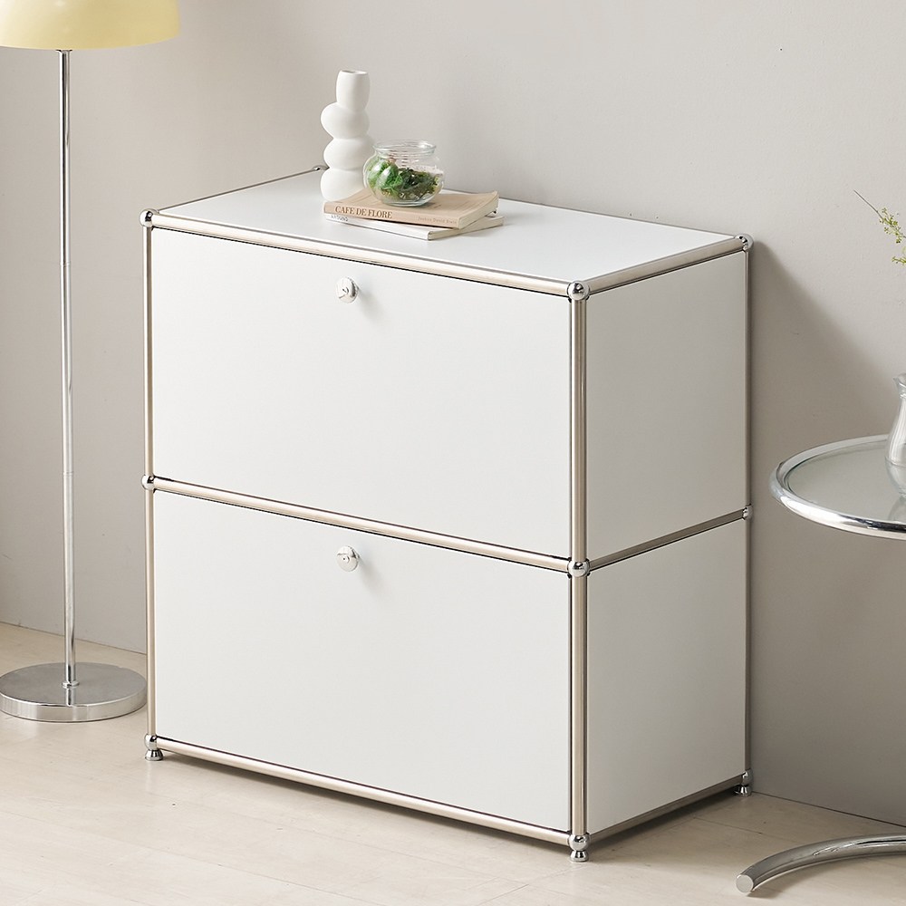 파스코 2단770수납장 2도어 YJ-P861 모듈수납장 미드센츄리인테리어, YJ-P861화이트 279,000원