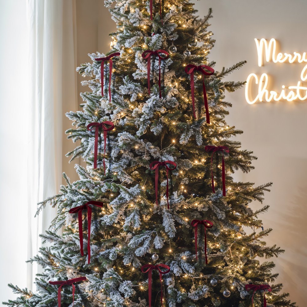 알루이 벨벳 트리 리본 크리스마스트리 장식 오너먼트, 24개입, 와인 9,900원