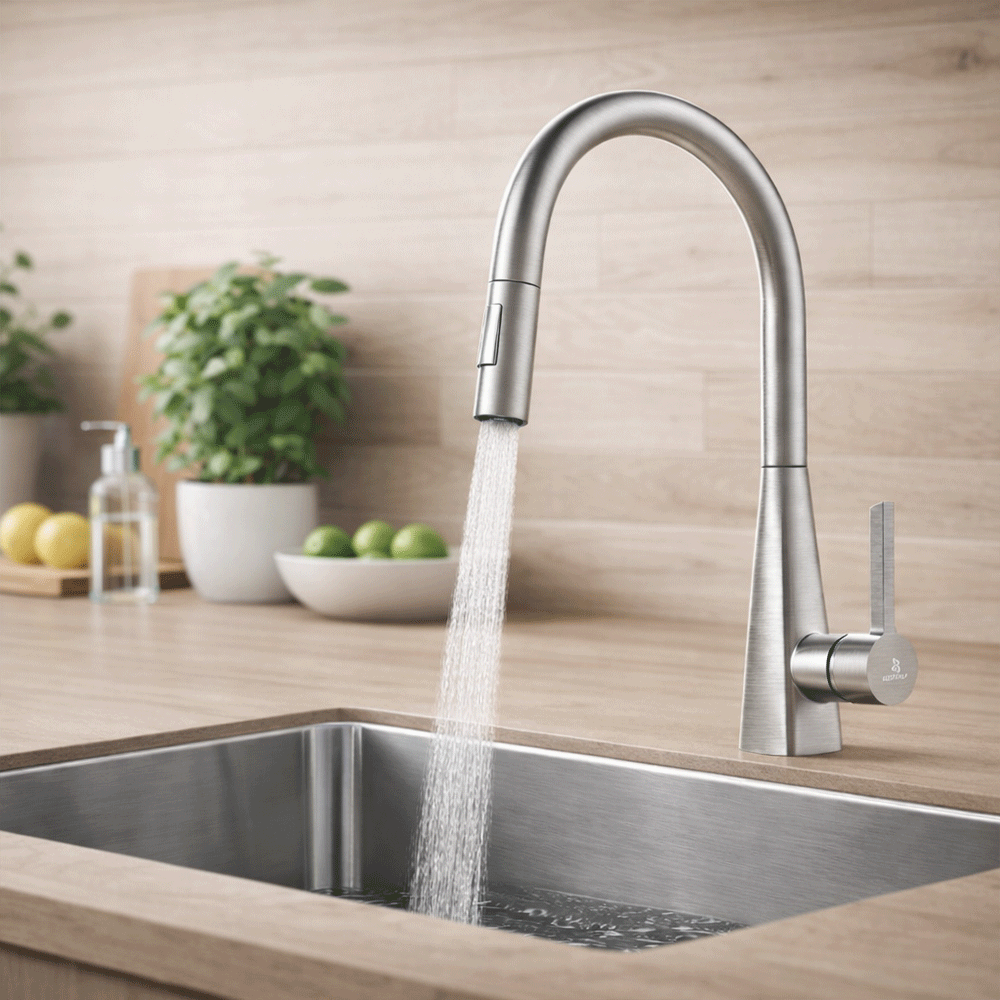 시원수전 주방 싱크대수전 거위목 코브라형 풀아웃 2물줄기 주방 수도꼭지, 1개 140,000원