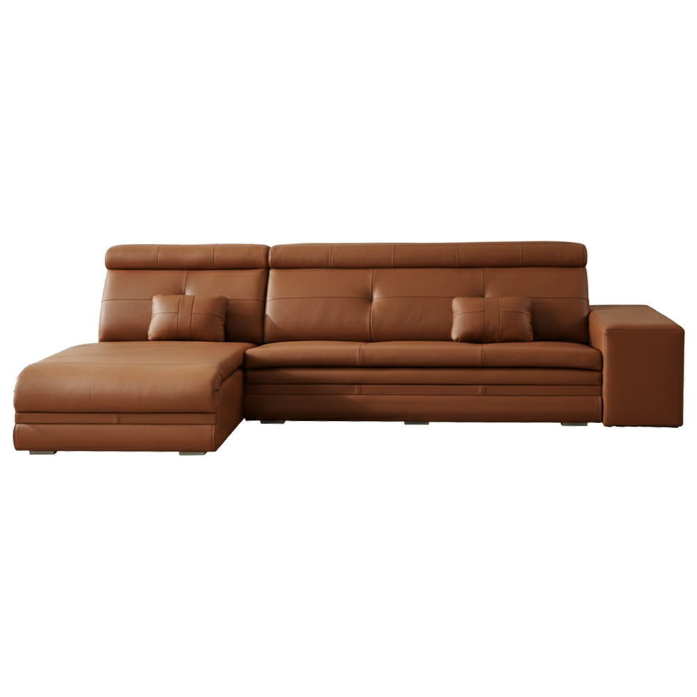 꼬마나무100%국내제작 이태리천연면피통가죽 소가죽4인쇼파, 꼬냑 1,290,000원