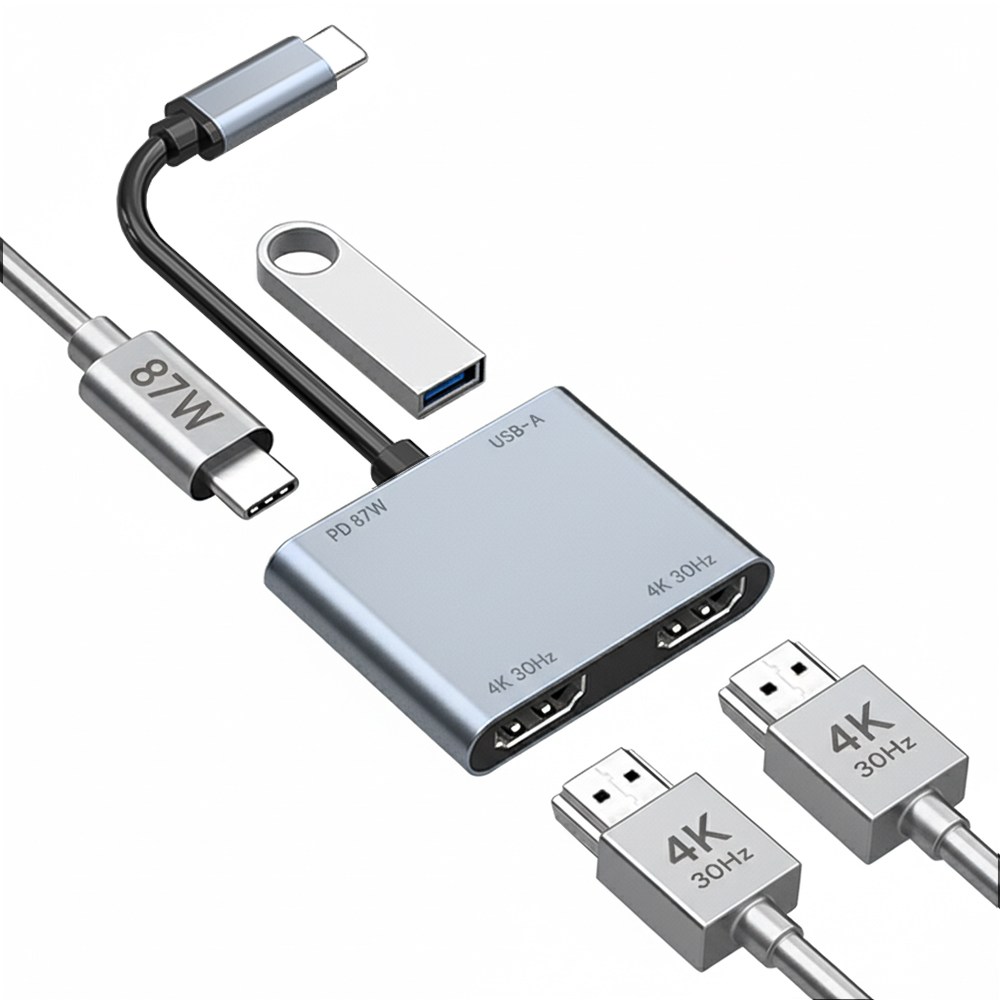 아모란나 4in1 C타입 듀얼모니터 HDMI 멀티 USB 허브 분배기 4K, 혼합색상, 1개 26,700원