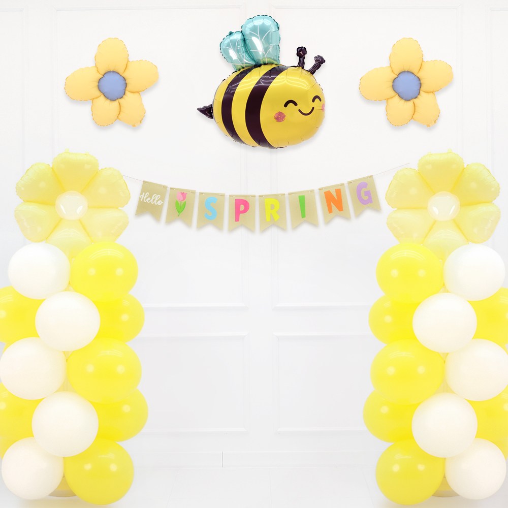 파티짱 스프링 봄 가랜드 풍선 세트 유치원 어린이집 장식 소품, 1개, 기둥 스탠드 세트(옐로우/봄플래그) 29,800원