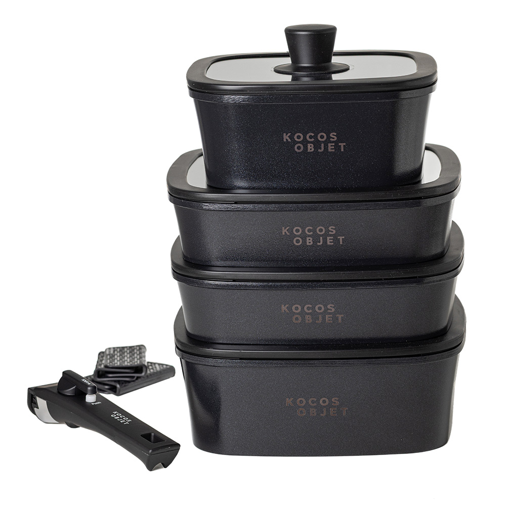 코코스오브제 블랙 사각 인덕션겸용 쿡웨어 4종세트 (총 11pcs) 런치백 포함(랜덤1개), 블랙, 1세트, 11pcs 139,000원