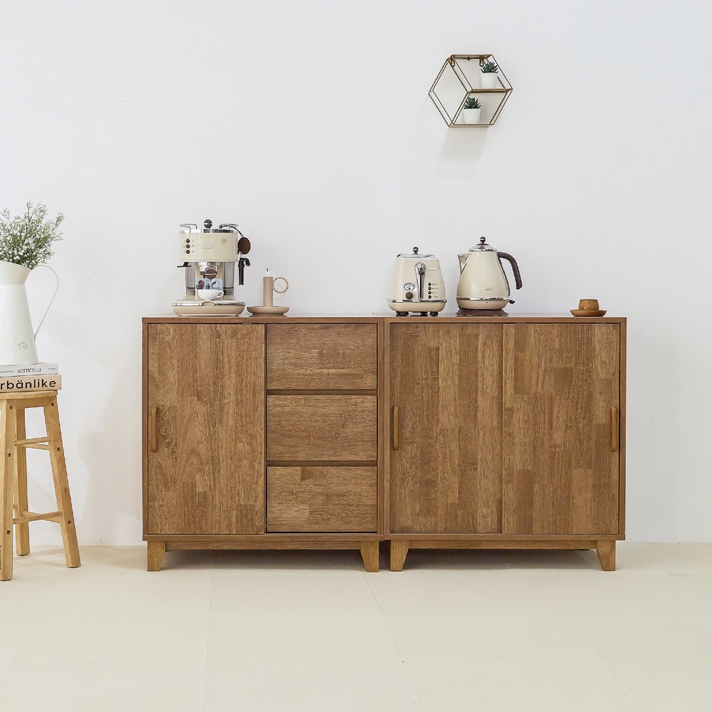 퍼스웰 그린 고무나무원목 LPM 슬라이딩 수납장세트(GB_030), 내츄럴 322,000원