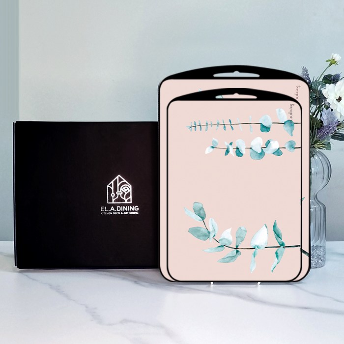 엘라다이닝 칼집에 강한 양면 TPU 도마 선물세트, 유칼립올리브M+유칼립올리브L+미니엽서+포장박스, 1세트 69,900원