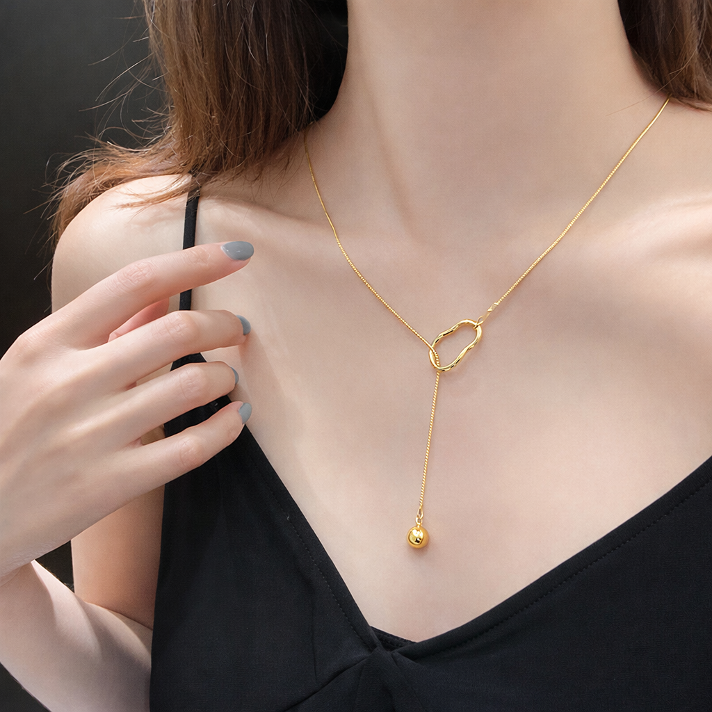 백송 마벨러스 링 드롭 롱 뱀줄 목걸이 써지컬스틸 유니크 슬림 구슬 슬림 체인 네크리스 15,900원