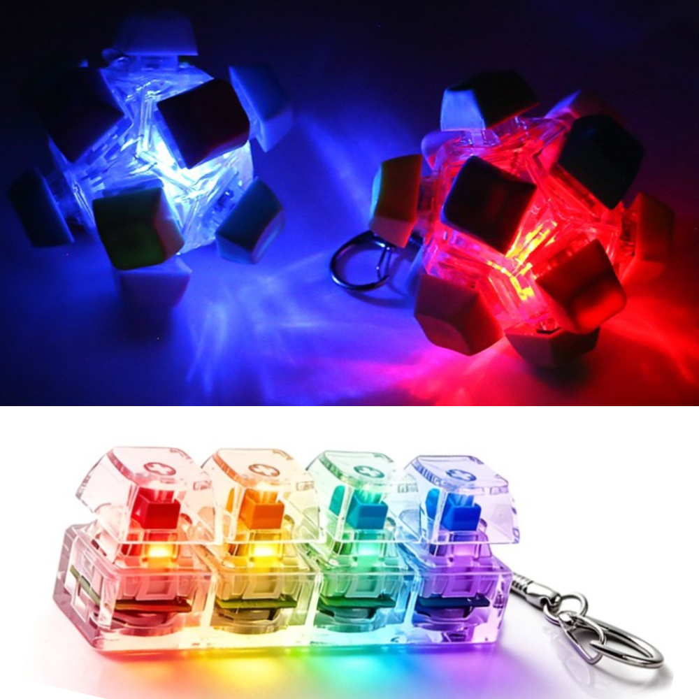 딸깍이키링 키캡 LED 12구볼 4구 감성키링 반짝이키링 가방 키보드 클릭키링 열쇠고리, 4구 12구 세트, 1개 14,900원