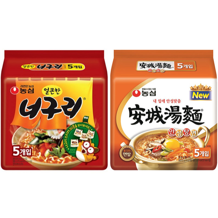 농심 얼큰한너구리120g + 안성탕면 125g5개 세트 10,690원