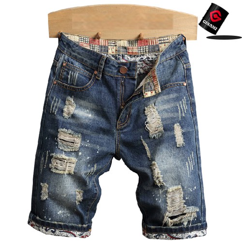 기사미 빈티지 스크래치 찢어진청반바지 고급데님소재 남성반바지 여행패션룩 CK00082 49,000원