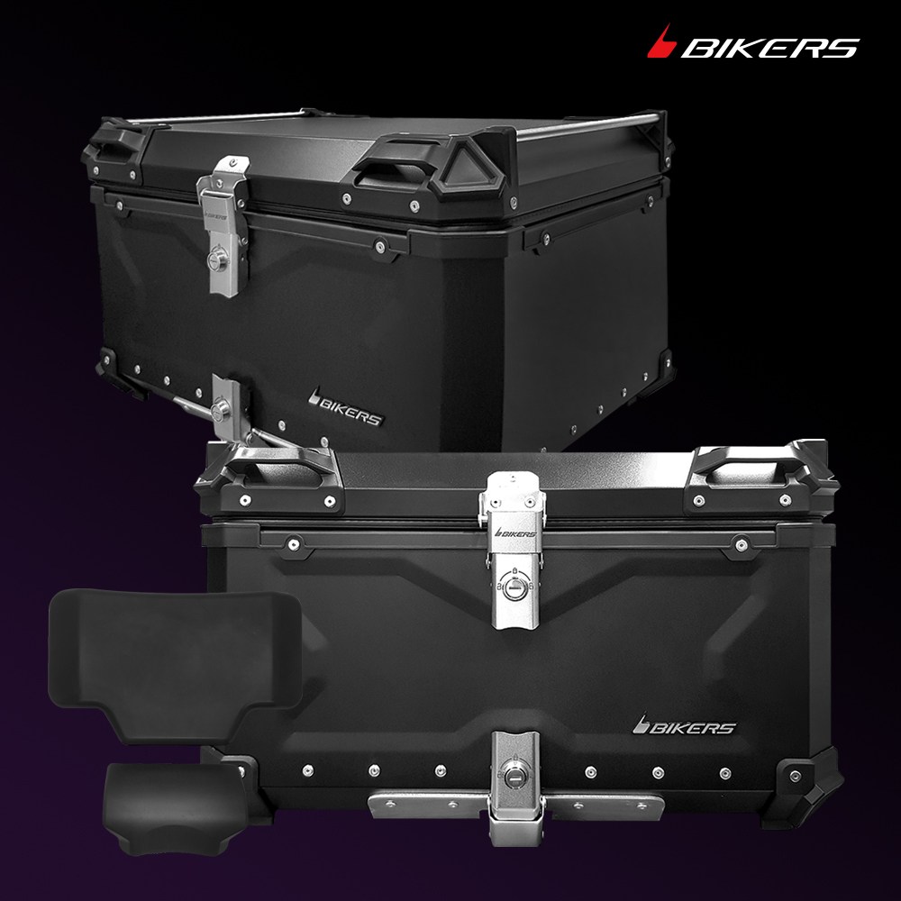 바이커스 오토바이 알루미늄 탑박스 65L 85L 등받이포함, 매트블랙 200,000원