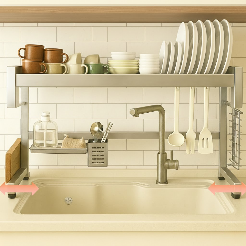리빙체인지 304 프리미엄 식기건조대  확장형 길이 조절 무타공 84,850원