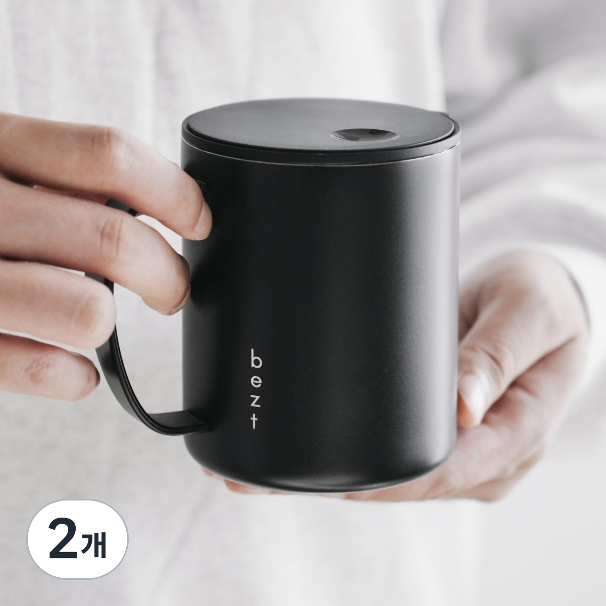 베즈트 316L 프리미엄 스테인리스 보냉 슬라이드 머그컵 400ml, 블랙, 2개 62,000원