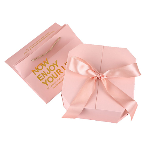 이홈베이킹 팔각형 선물 상자 쇼핑백 세트, 핑크, 1세트 12,000원