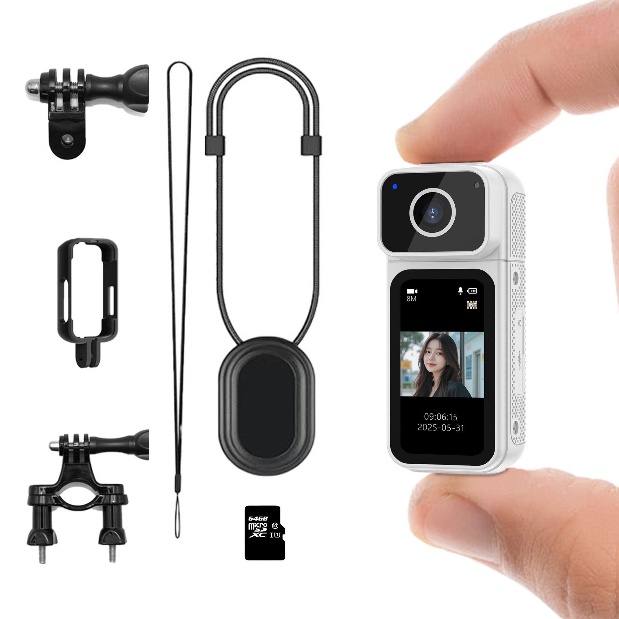 RUNDX 초소형 2.7K 액션캠 WiFi 바디캠 자전거 불랙박스+64G메모리카드 68,800원