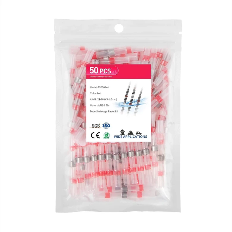100PCS 열 수축 와이어 커넥터 SST 방수 슬리브 AWG26-10 버트 전기 스플라이스 주석 납땜 씰 터미널 8,900원
