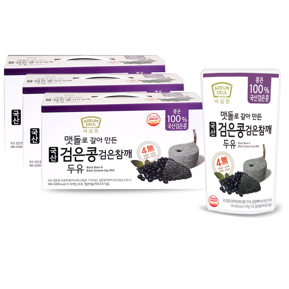 아름뜰 맷돌로 갈아만든 검은콩 검은참깨 두유, 45개, 180ml 32,900원