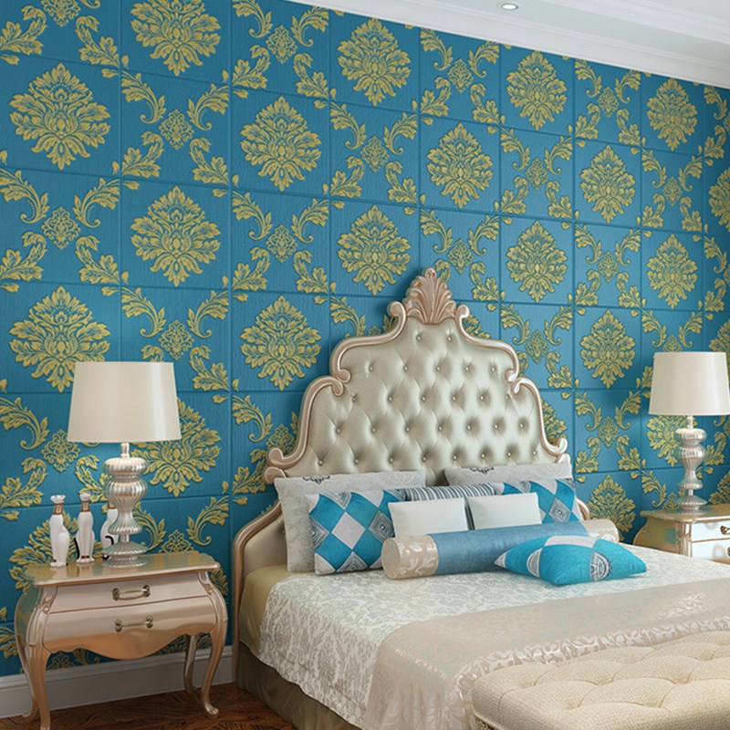 FOWOD 유럽식 꽃무늬 3D 입체 벽스티커 폼타일 인테리어 방음판 프리미엄 단열 폼블럭, 10개, 딥블루-70x70cm 32,900원