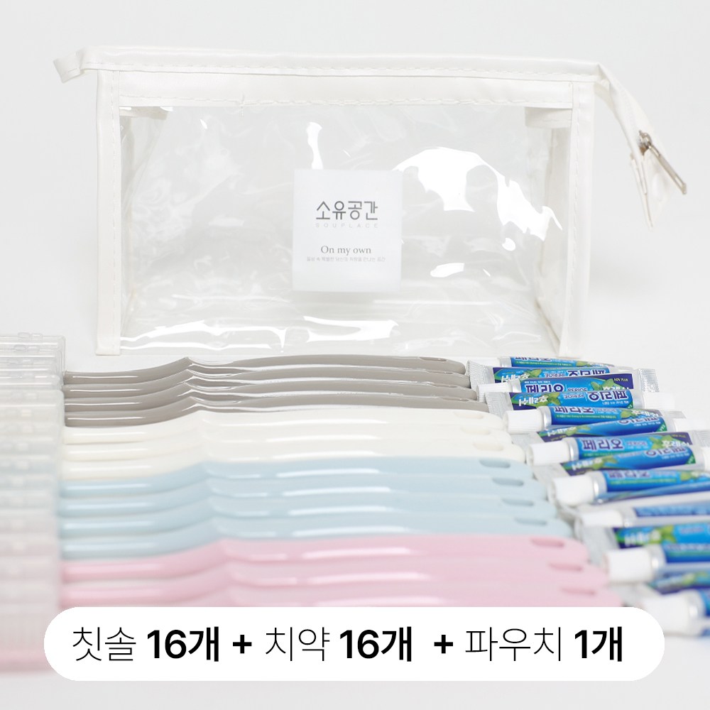 소유공간 치약 칫솔 16개입 + 파우치1개 세트 그로운, 1개 4,900원