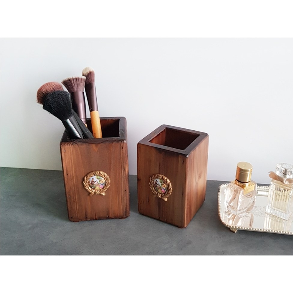 허니상점 세일 우드 멀티 홀더 핸드메이드 엔틱 앤틱 보관함 연필꽂이 정리함 장식 /소, 1개 20,000원