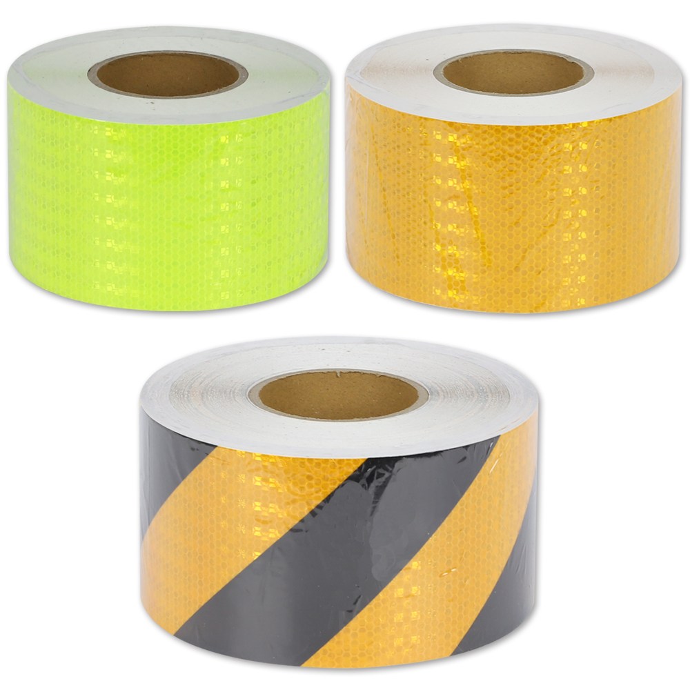 PVC 반사 테이프 스티커 고휘도 벌집 반사지 100mm x 50M, 황흑 사선, 1개 34,510원