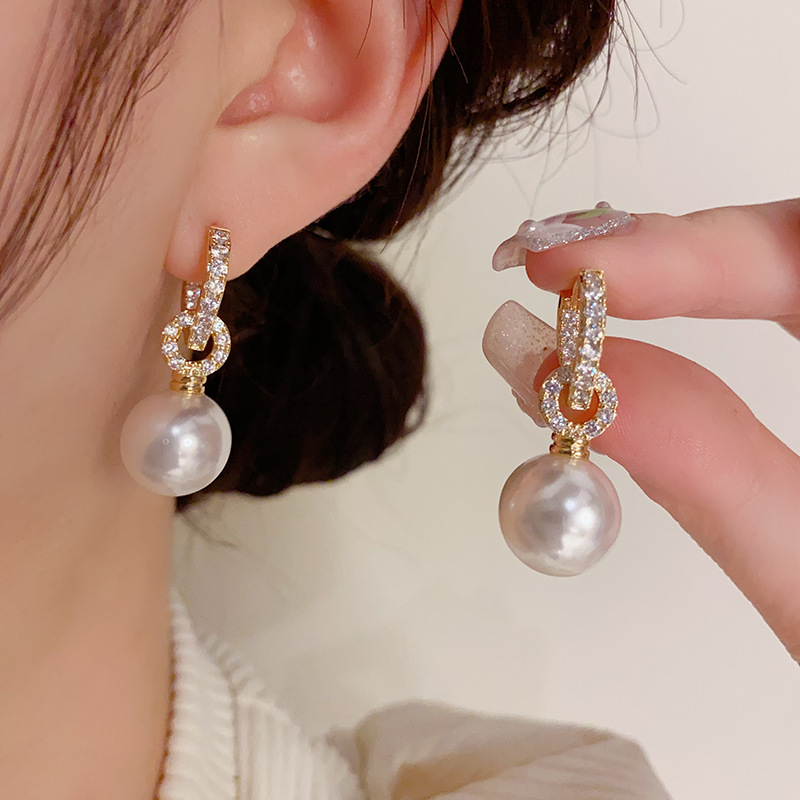 FANSYLI 원터치 진주 귀걸이 럭셔리 도금 모이사나이트 큐빅 펜던트 링귀걸이 2가지 착용 여자친구생일선물 W2504A15 15,890원