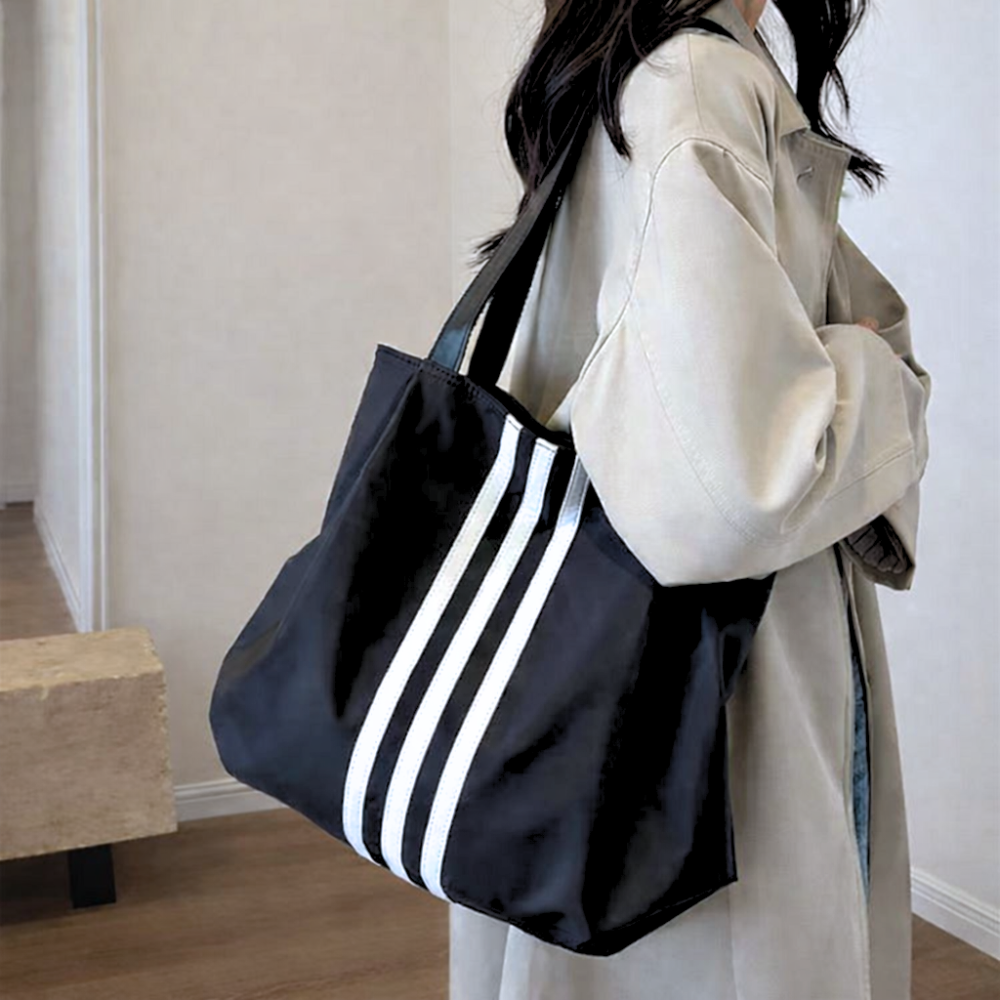 글로윅 지퍼형 스트라이프 캐주얼 숄더백 캔버스 에코백 12,900원