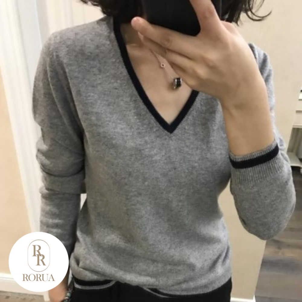 로루아 여성 부드러운 양모 브이넥 니트 V넥 니트티 21,300원