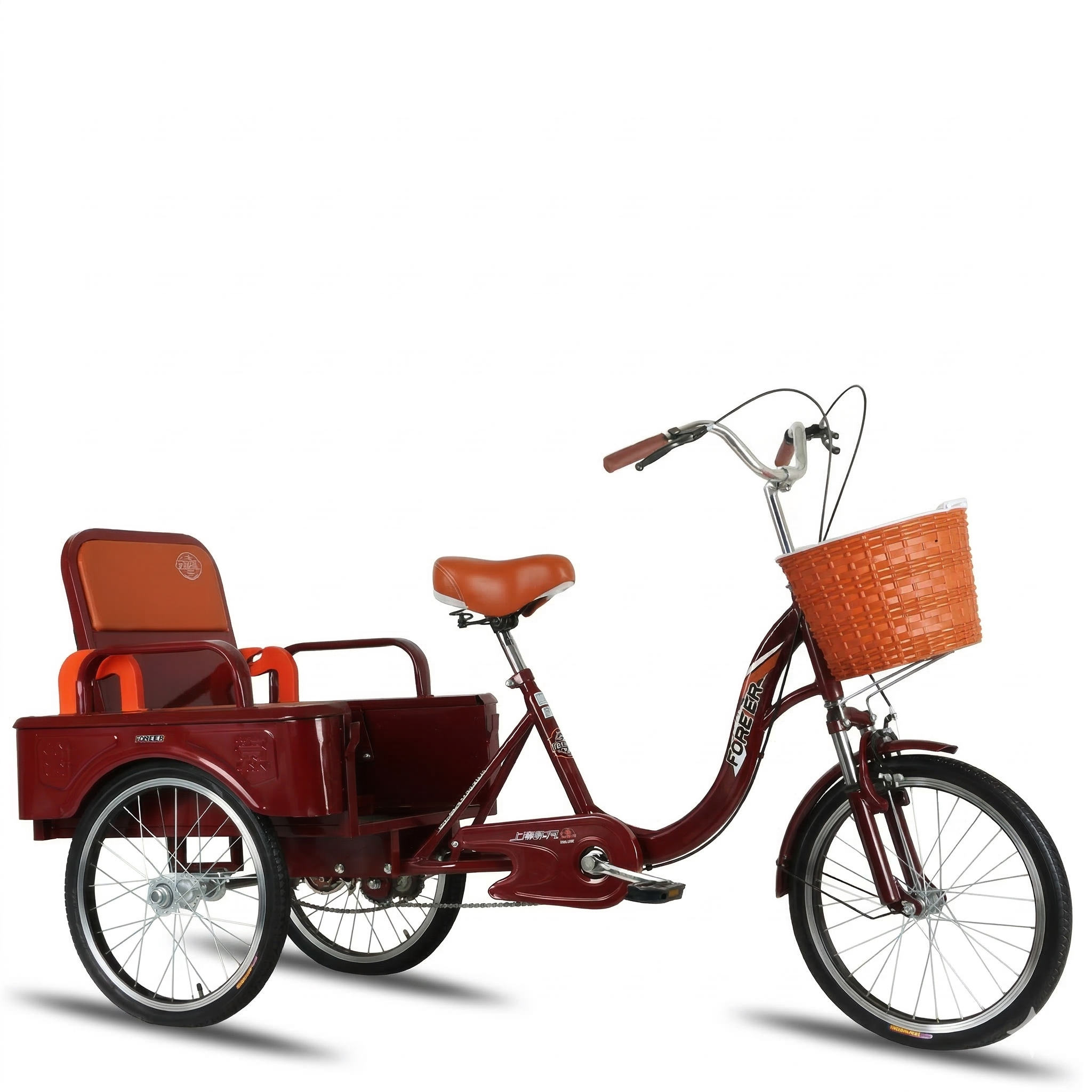 벨로트리 성인 세발 자전거 노인 시니어 어르신 효도 짐받이 삼륜 삼발이 2인용, 1개, 190cm, 레드 378,000원