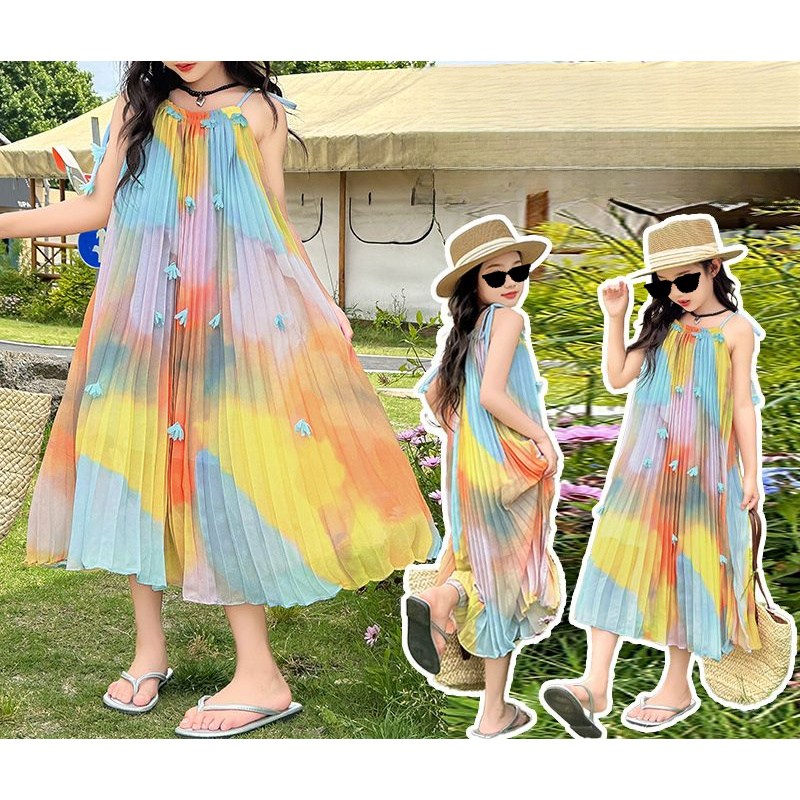 해피유통어린이 색상 그라데이션 민소매 원피스 가벼운 캐주얼 스타일14세 이상 XG03 28,010원