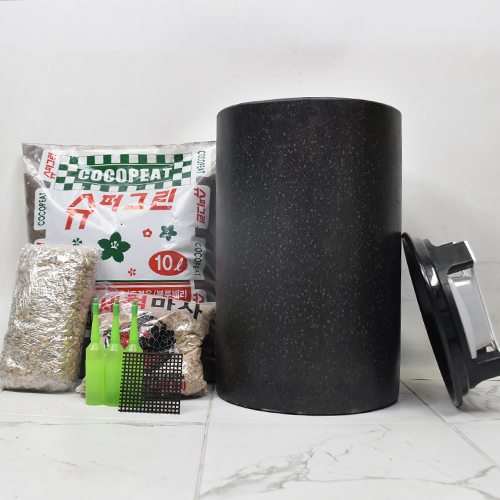 모던레시피 높은 원형 시멘트 테라조 화분 간편 분갈이 세트 / 중형 대형 실내 인테리어용 롱 실린더 디자인 세척 마사 난석 분갈이흙 서랍식 받침 포함 59,900원