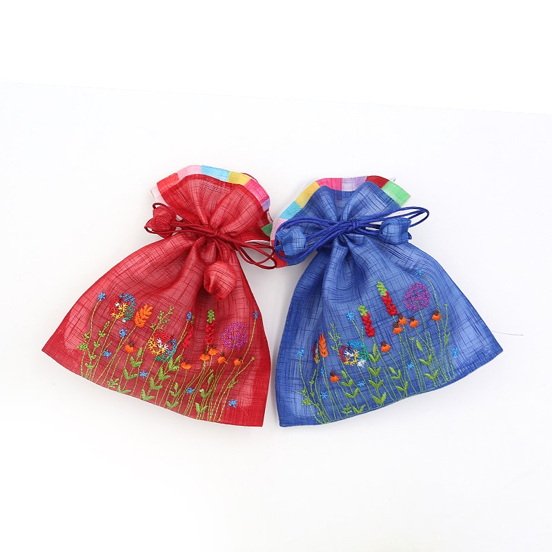 전통주머니 모시 들꽃자수 복주머니 선물포장 파우치 답례품포장 16,000원