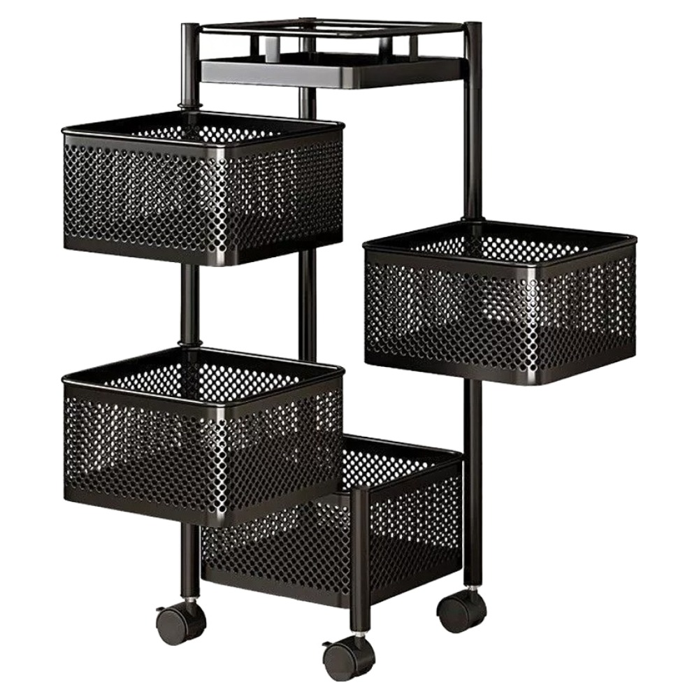 라라공방 이동식 트롤리 회전 다층 수납함, 블랙, 1개 44,650원
