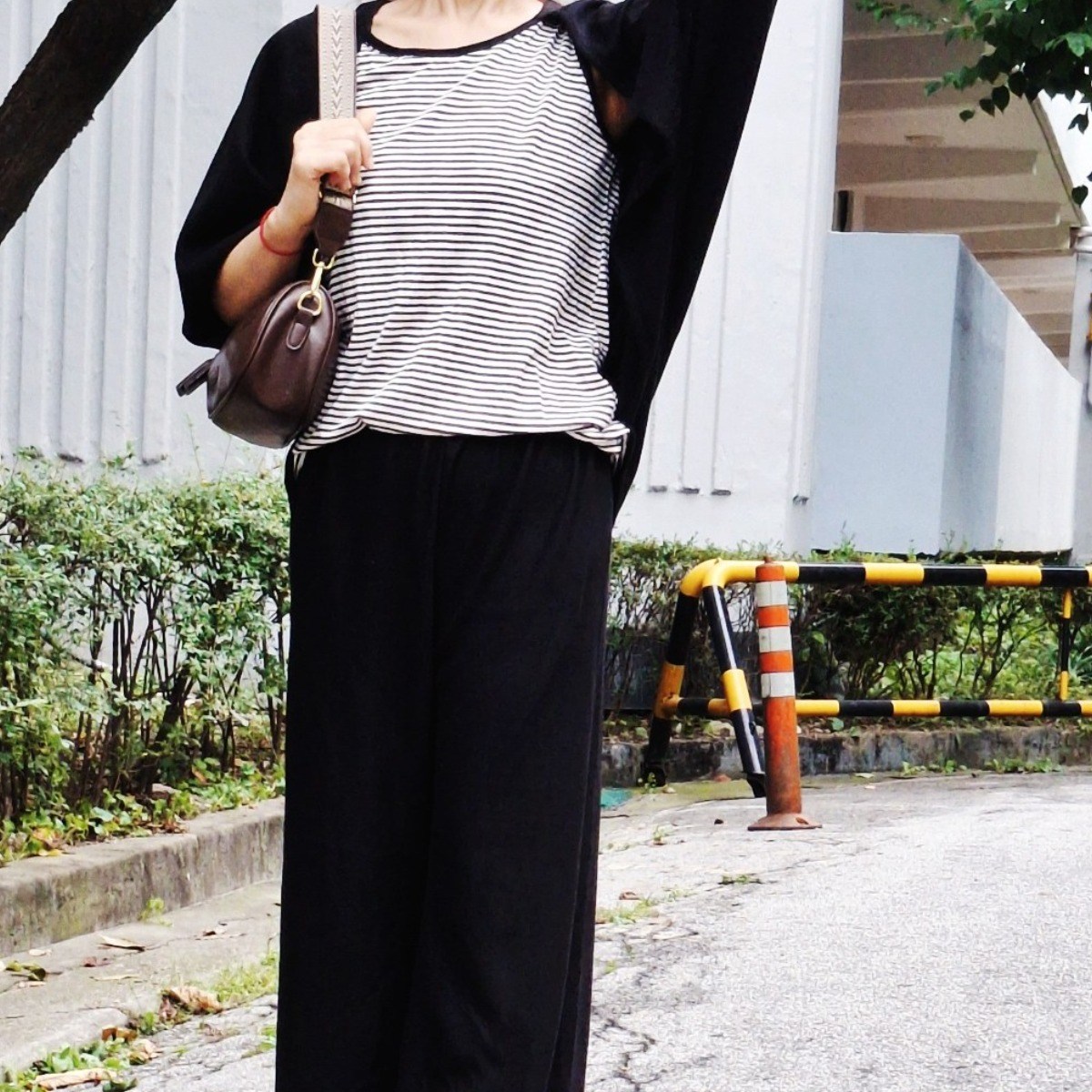 여성 울 루즈핏 스트라이프 일체형 가오리가디건 와이드팬츠 세트 42,000원