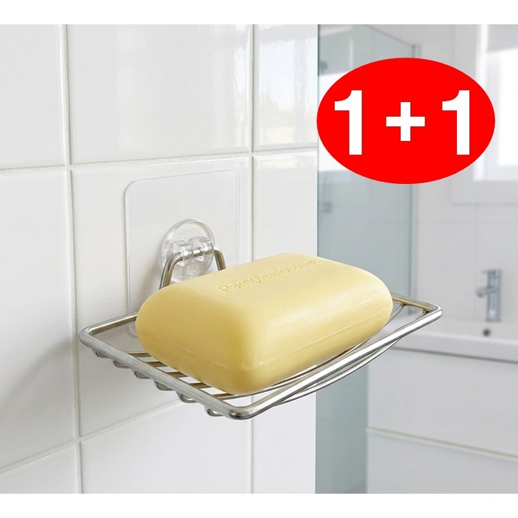 구오빌 접착식 물빠짐 비누받침 무타공 스테인리스, 1+1, 2개, 단일색상 7,240원