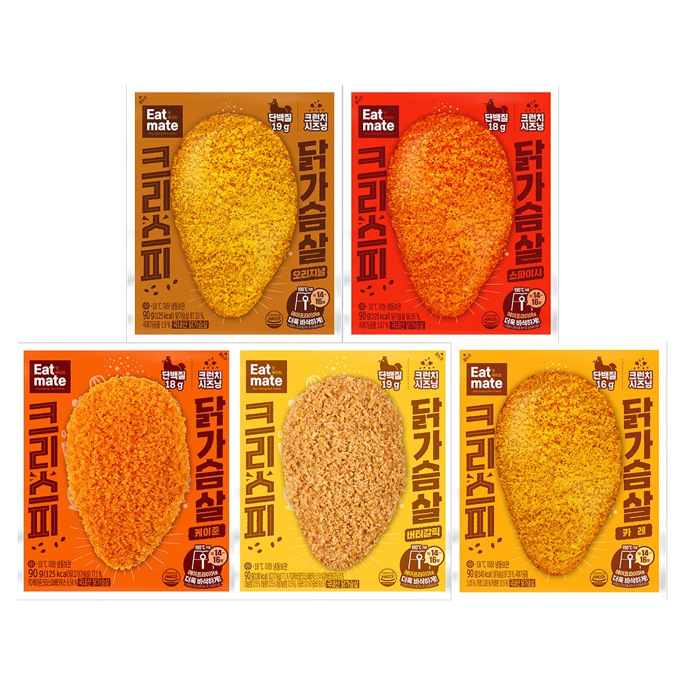 [랭킹닭컴] 잇메이트 크리스피 닭가슴살 5종 혼합, 40개, 90g 92,800원