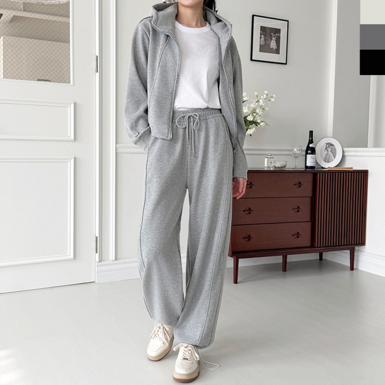 GBB FW1053여자 투웨이 포근 기모 후드집업 라인 와이드 트레이닝 세트 40,970원