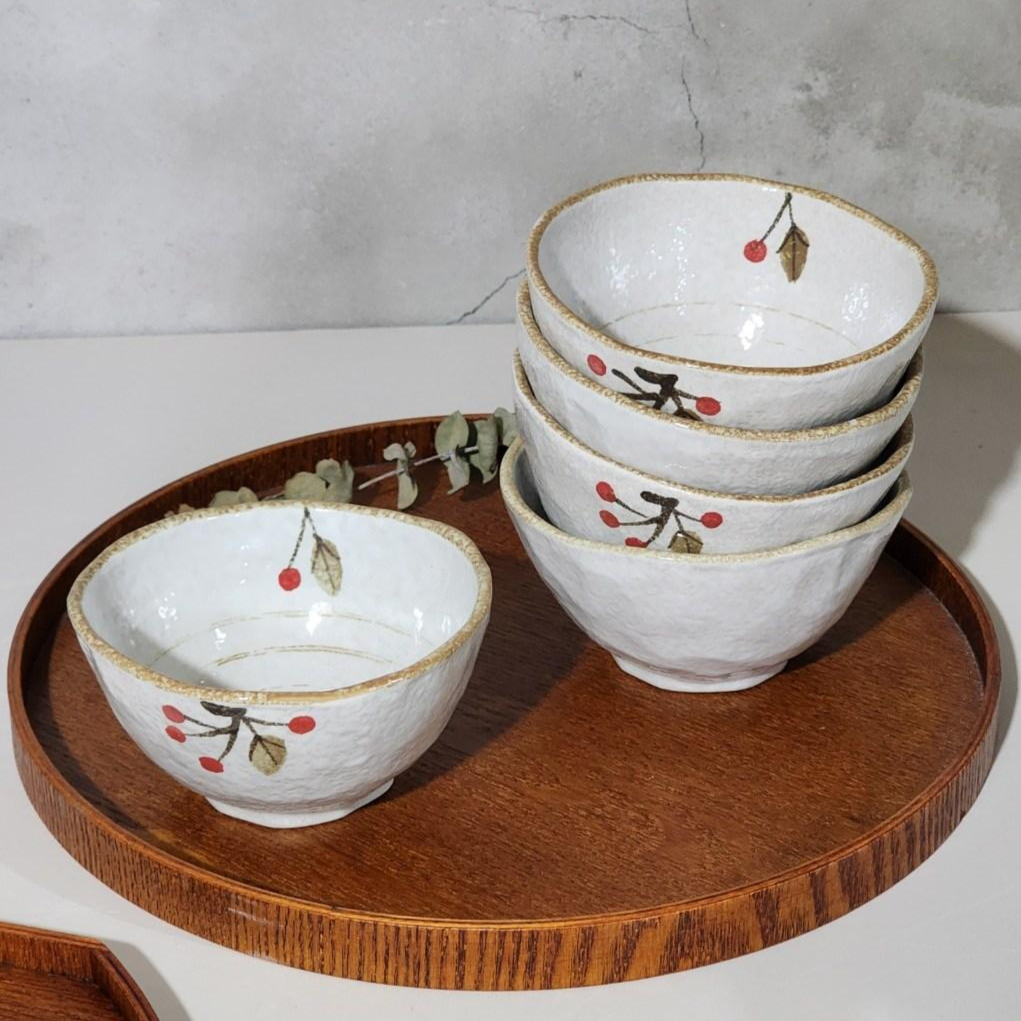 국내생산 핸드페인팅 앵두 공기 밥그릇 5p세트, 1세트, 단일색상 15,000원