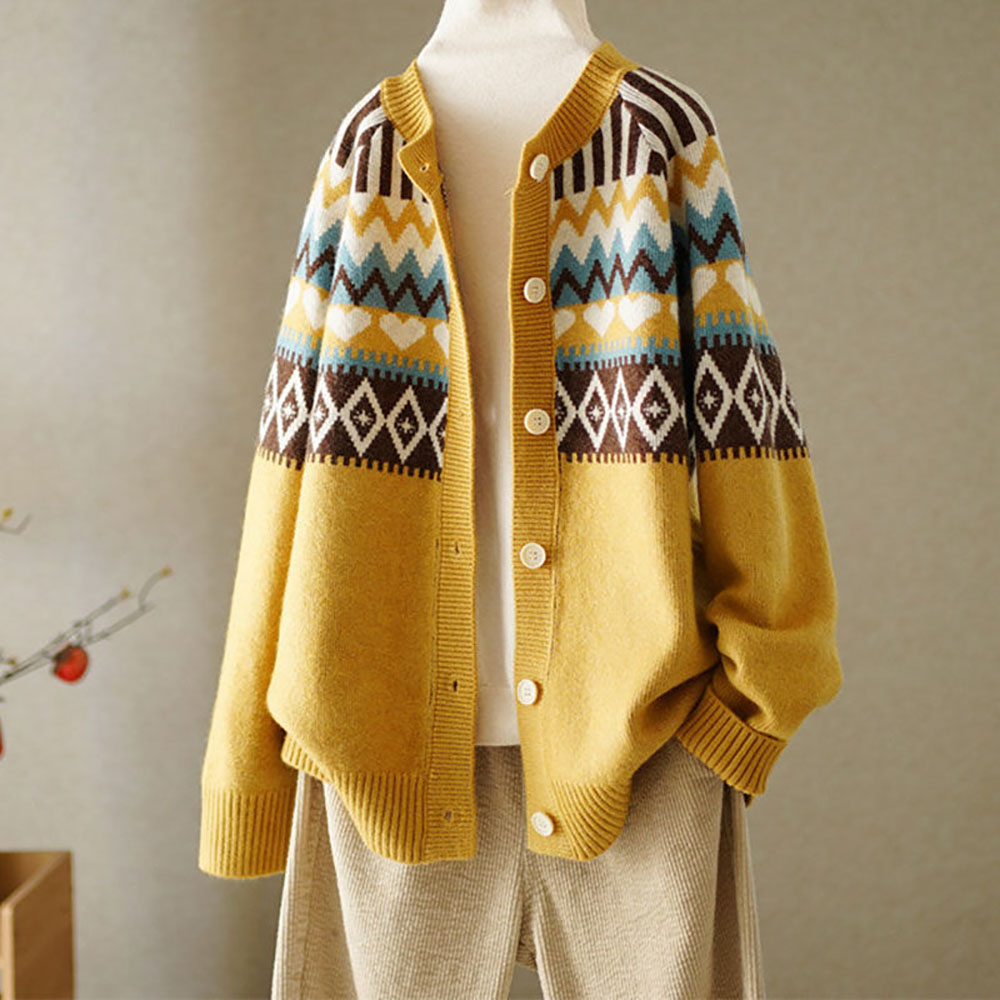 지고다그 여성 간절기 가을 루즈핏 니트 가디건 상의 단추 자수 니트 아우터 데일리 YZH73246 23,560원