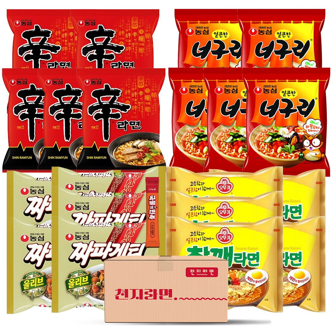 참깨세트 인기봉지라면 4종 20개입 (쨔파게티5, 참깨라면5, 너구리5, 신라면5)  1세트 24,900원