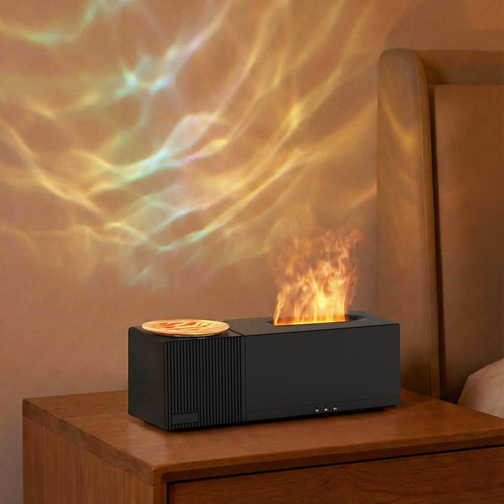 KLIFE 미니 불멍가습기 LED 초음파 무소음 가정용 가습기 무드등 리모컨 35,900원